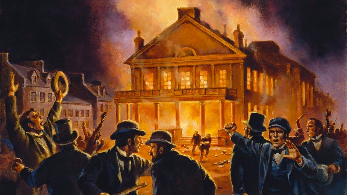18. Tory mobs burned down the parliament buildings in Montreal, pelted the Governor General with rocks, even opened fire on LaFontaine's home (where you can still see the bullet holes in the stone facade to this day).