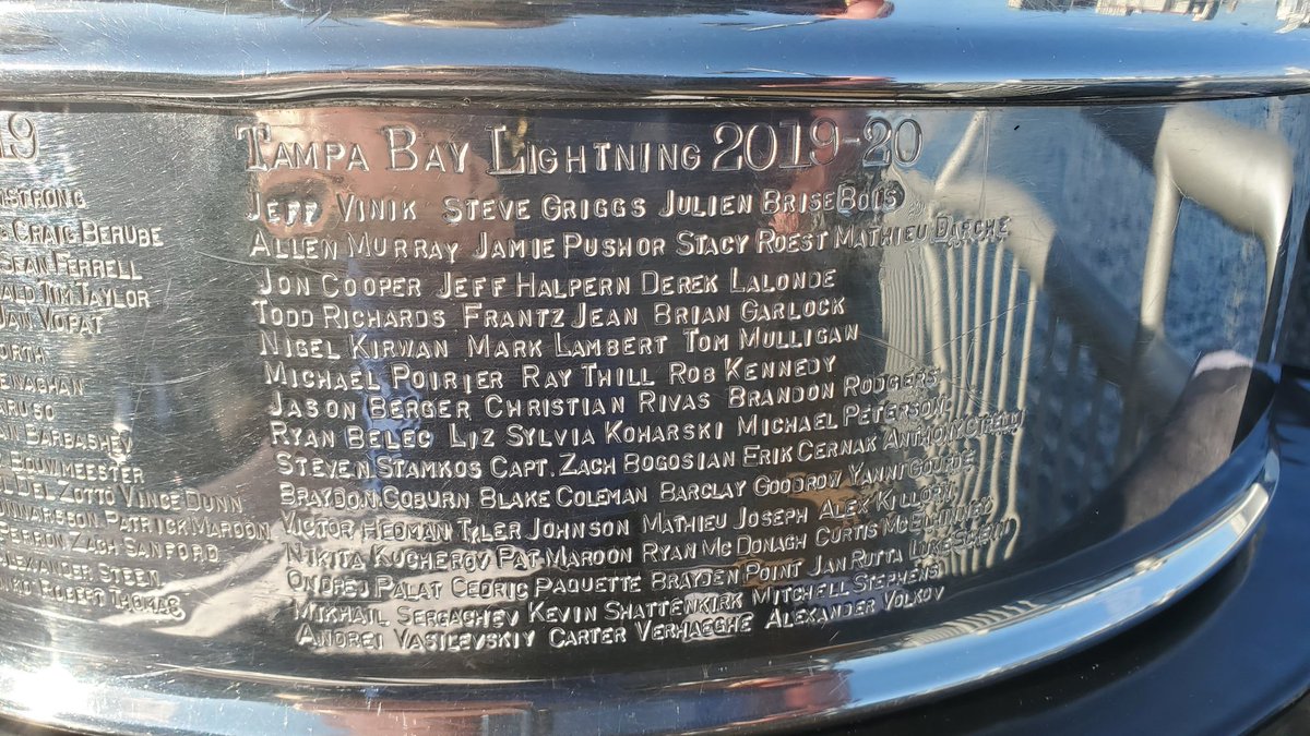 keeperofthecup's tweet photo. Hey 2004 #stanleycup champion @TBLightning you have a friend now on hockey's holy grail, 2020 #StanleyCup champion! Best Friends. @TBLightning @nhl @HockeyHallFame https://t.co/eluxLsoMKS