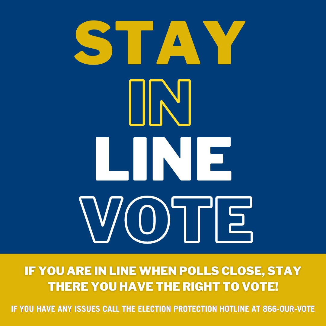 BeNobleSchools's tweet photo. Polls close at 7 pm in Chicago. If you are in line when polls close STAY IN LINE! You have the RIGHT to vote and all votes must be counted. Any trouble at the polls, call the Election Protection Hotline 866-OUR-VOTE. #BeNoble #NobleVotes #Whenweallvote #vote #votetoday https://t.co/02WB6uoZfz
