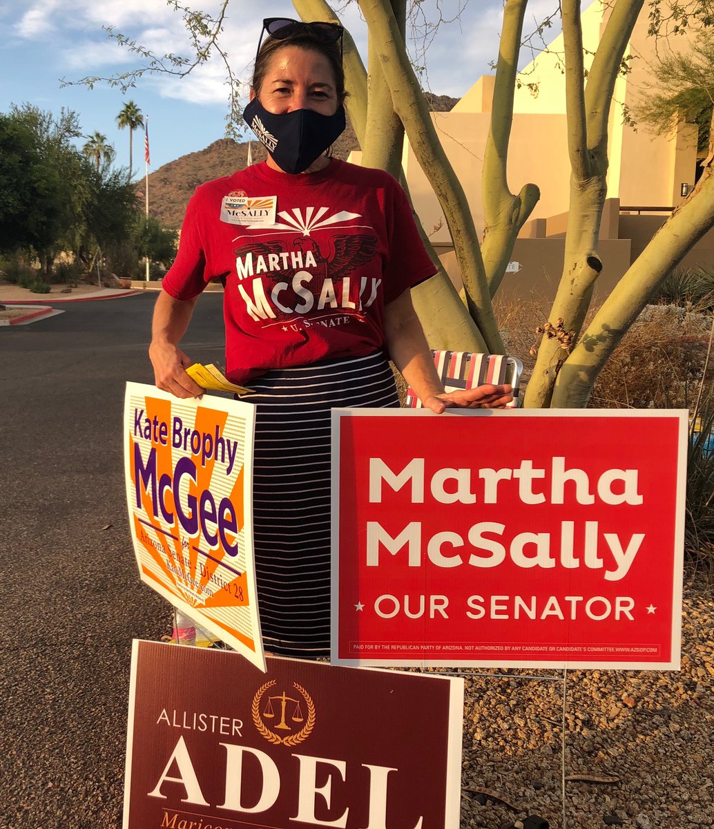 Our very own <a href="/KathyPetsas/">Kathy Petsas</a> is there waiting to greet you when you pull is! #VOTE!