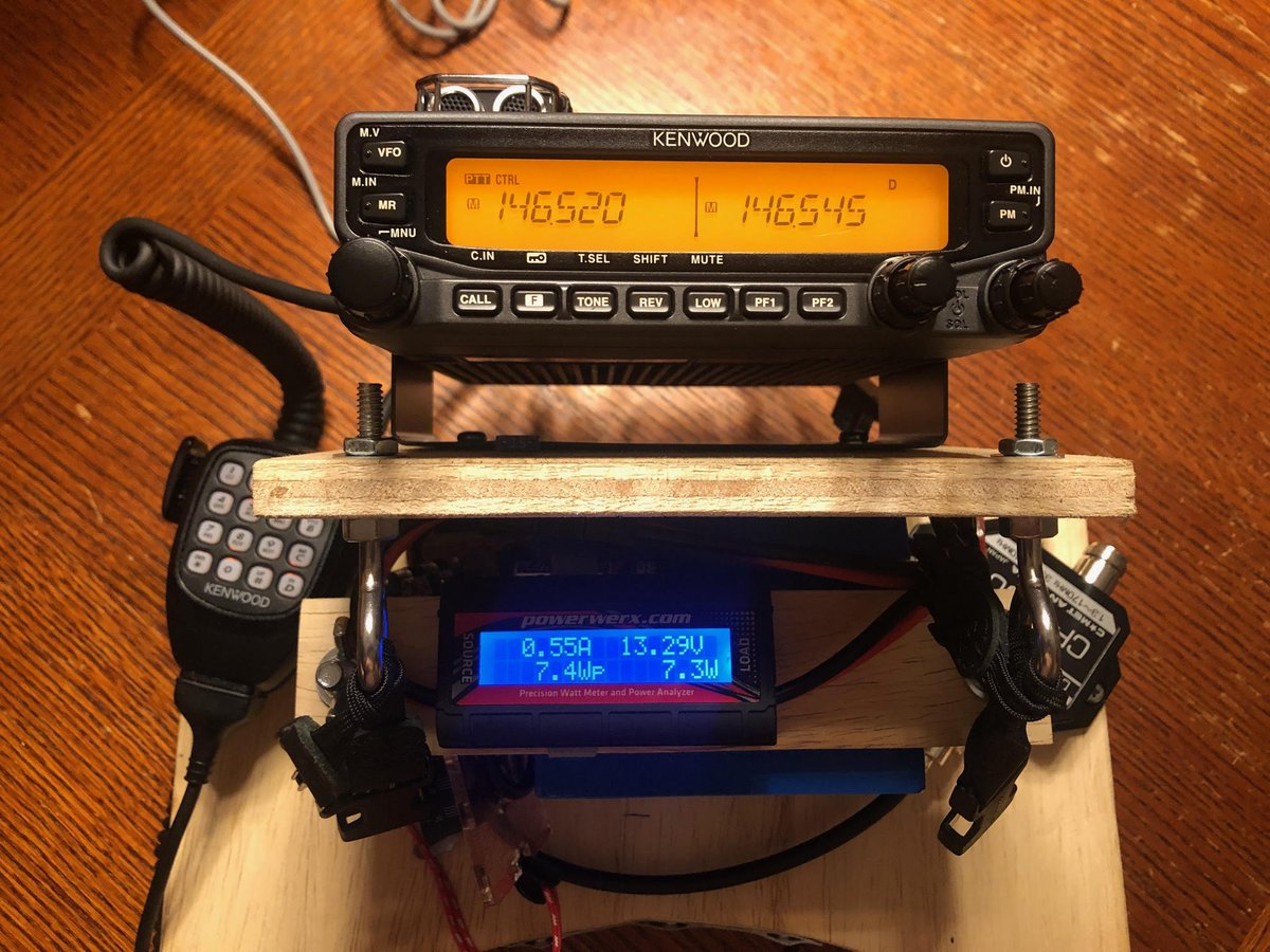 Over email I've been helping a local ham, David W4OFO, build his own version of my mobile radio body support system, and last night he had his first sat contact! It was with Bob  @W2ZF_. Immediately after that Bob gave  @km1ndy her first sat contact as well! /1