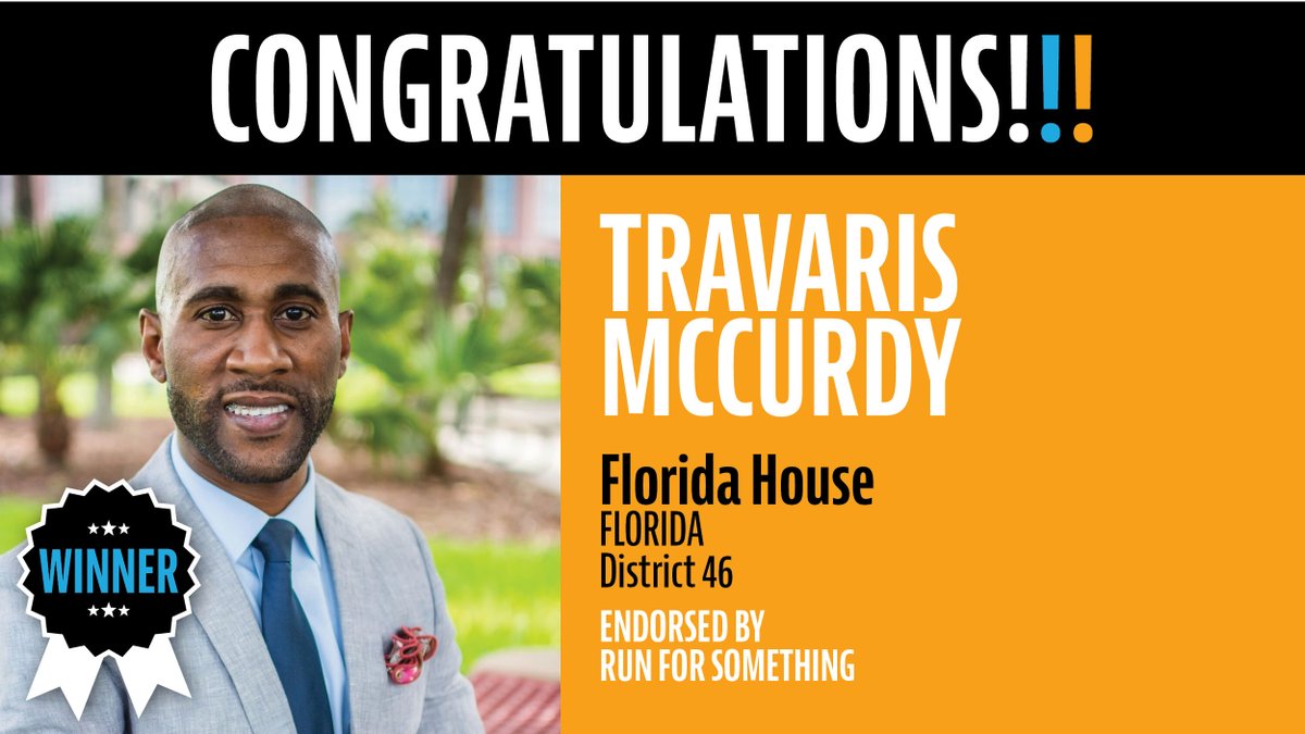 Our first set of results are in!!Former legislative aide and community advocate Travaris McCurdy has just won his election for the Florida State House in District 46!
