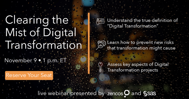 Looking forward to facilitating this discussion. Join SAS and Zencos as they discuss how Digital Transformation is the talk of the town and is transforming industries. Register now. bit.ly/3683uZA