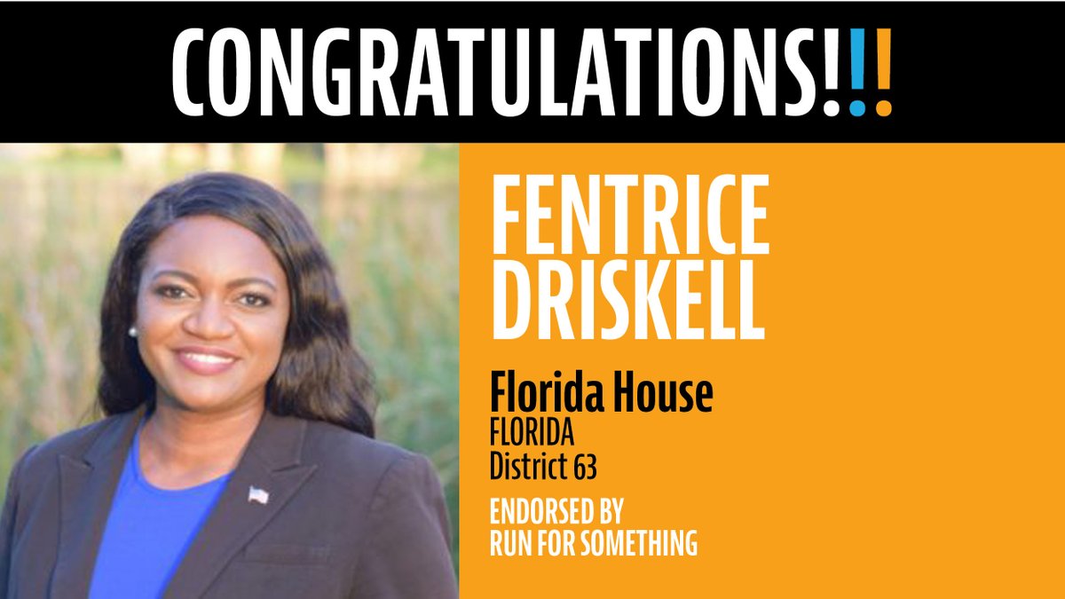 Was there any doubt?!! RFS alum  @FentriceForFL has just been reelected to the Florida State House in District 63! Congratulations Fentrice!