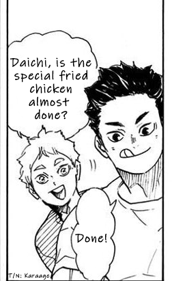[TRANS THREAD] Haikyuu!! Volume 45 - EXTRA PANELS- Kuroo and Utsui Takashi praising Ushijima- Ennoshita's wisdom- Daichi and Suga ordering foodDO NOT REPOST.