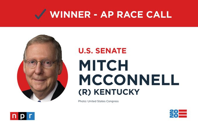 ELECTION UPDATE: Senate Majority Leader Mitch McConnell has defeated Democrat Amy McGrath to win reelection in Kentucky, according to a race call by the AP.
trib.al/6VKRq2i