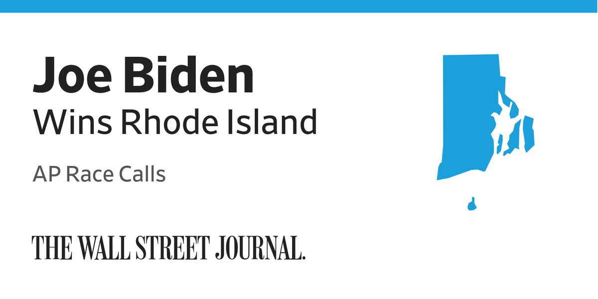 WSJ's tweet photo. Joe Biden has won Rhode Island, the AP says https://t.co/ui8J797dPK https://t.co/7SPfwUGDpt