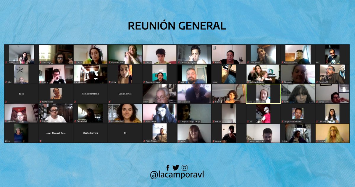 LaCamporaVL's tweet photo. #ReunionGeneral - Debatir, planificar, organizar. Nada nos detiene. Ya vamos a volver a llenar la UB de discusiones apasionadas, cara a cara. Por ahora seguimos manteniendo encuentros virtuales cargados de análisis, discusión política y mística militante. ATR cumpas ✌🏼 #Sumate https://t.co/8j87kPpJop