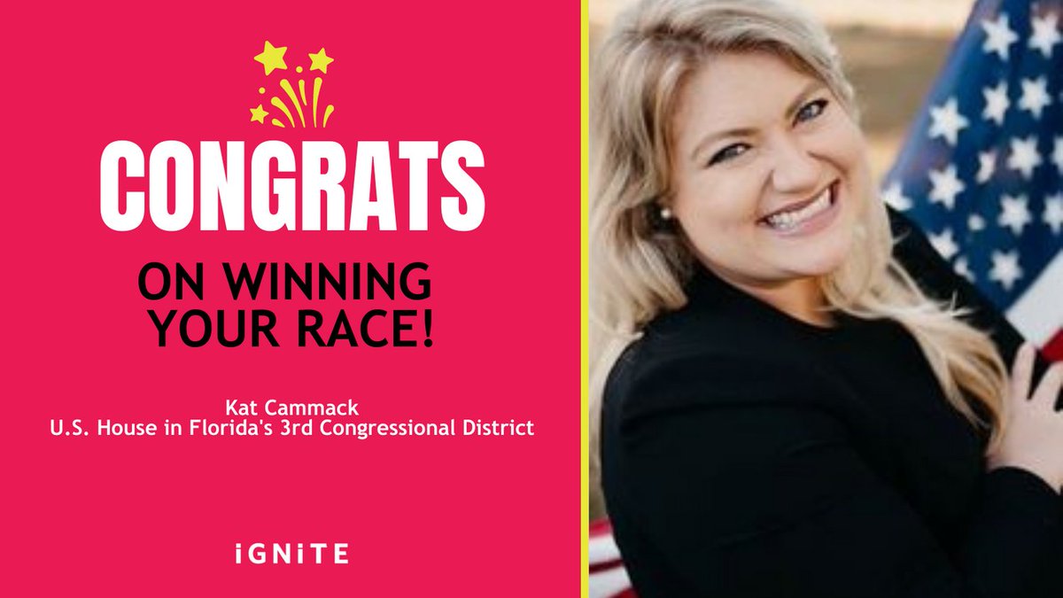 IGNITE_National's tweet photo. Congrats to Kat Cammack @kat_cammack for winning your race for U.S. House in Florida's 3rd Congressional District. #Election2020 #FLelection https://t.co/PSeslVQjII