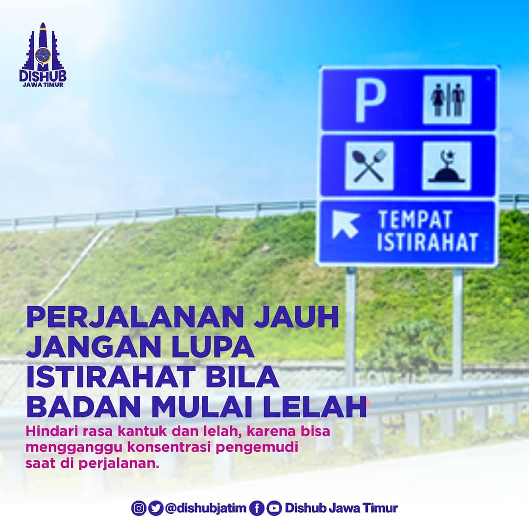 Selamat pagi #SobatModa yang sedang melakukan perjalanan jauh, mungkin balik ataupun menuju luar kota, jangan lupa untuk menjaga stamina saat mengemudi. 
Hindari rasa kantuk dan lelah dan segera mungkin cari tempat peristirahatan serta posko-posko siaga.