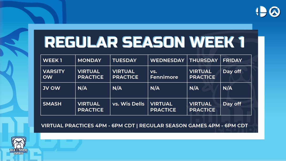 🛡️Get hyped! Our week one schedule is out!🛡️

#PressW🛡️