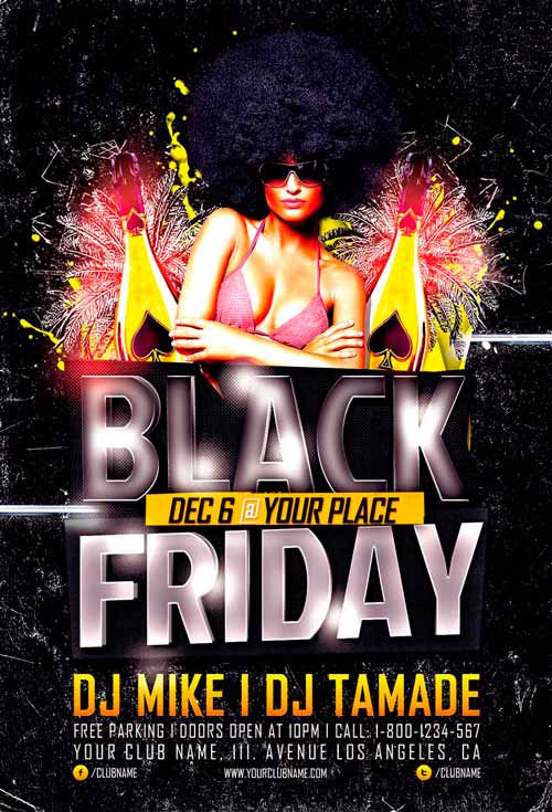Black Friday Party Free Flyer Template: freepsdflyer.com/?p=5628 Classy, Club, Elegant, Music, Nightclub, Party