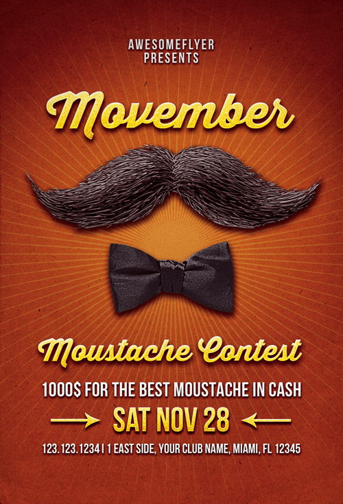 Flyersonar's tweet photo. Free Movember Mustache Contest Flyer Template: https://t.co/wI0YH1vguk Club, contest, Dance, DJ, Event, movember, Music, Night, Nightclub, Party https://t.co/r6h3kqdo6h