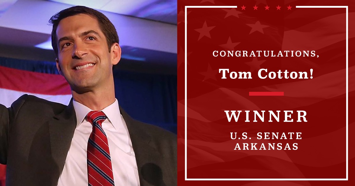 Republicans's tweet photo. Congratulations, @TomCottonAR! https://t.co/wPkn0rLYmY