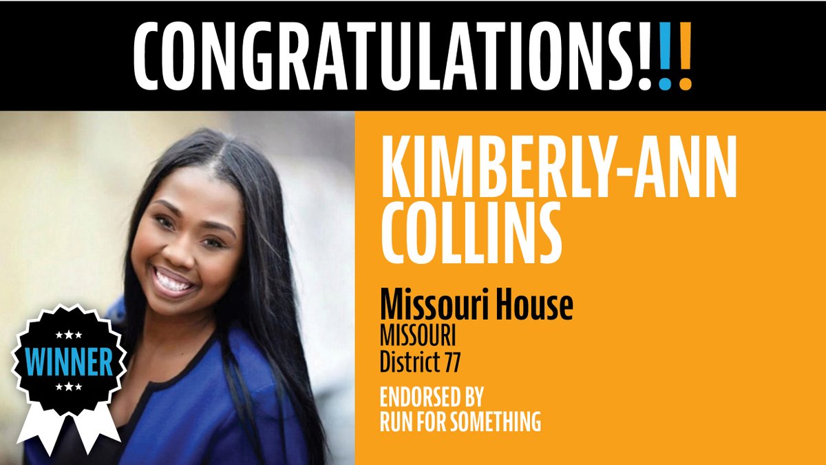 Our first win out of Missouri! Public health professional and community leader  @Kimberly-Ann Collins is now an elected member of the Missouri State House!
