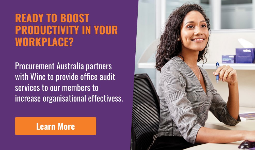 ProcurementAust's tweet photo. Procurement Australia partners with @WincAUS to provide office audit services for our members to boost workplace productivity. Contact us to find out more!
https://t.co/Z87afRCbv9
#winc #office #audit #services #boost #productivity #efficiency #CR #PA #paltd https://t.co/9xIm5VqIwf