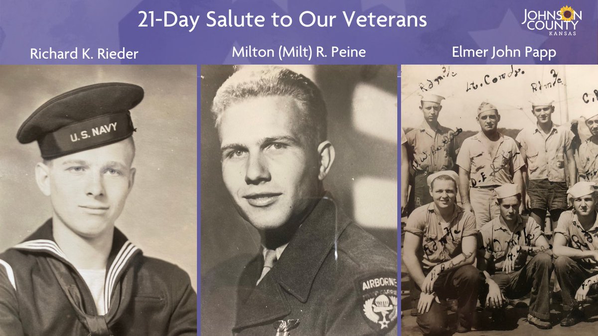Even on  #ElectionDay  , we make sure to continue the 21-Day Salute to our Veterans. Honoring three more World War II veterans today. You can view their profiles at  https://jocogov.org/JoCoHonorsVets . View all veteran profiles featured so far at  https://jocogov.org/all-veteran-salutes  #JoCoHonorsVets 
