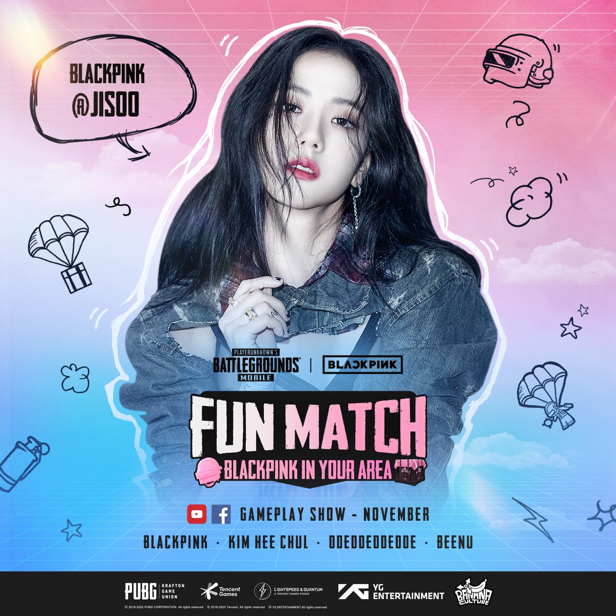 PUBGMOBILE's tweet photo. Stay tuned for the PUBG MOBILE X @BLACKPINK “FUN MATCH” Gameplay Show! 

#PUBGMxBLACKPINK https://t.co/qqFfytktRt
