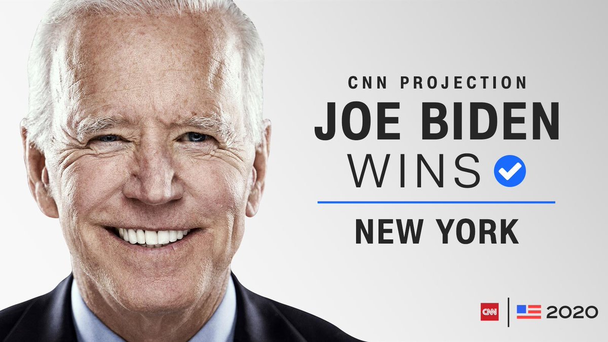 cnnbrk's tweet photo. CNN PROJECTION: Joe Biden wins New York https://t.co/x9TXrGyXl1 #CNNElection https://t.co/ZqX7UXTO86