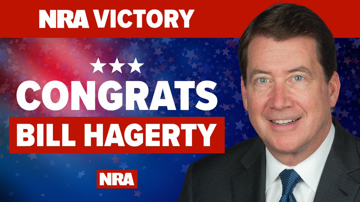 NRA's tweet photo. Another NRA-endorsed candidate wins! Our congrats to Senator-elect @BillHagertyTN, who will bring Tennessee values to Washington in January. #NRAEndorsed https://t.co/sXZI1wEh2N