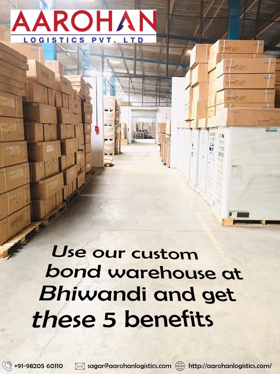 AarohanL's tweet photo. #Bhiwandi
#CustomBondWarehouse

Customs bonded warehousing can make everyone’s lives easier. Here are the 5 advantages of our Bhiwandi Customer Bonded Warehouse:

1. Long-Term Storage
2. Deferred Duties
Email: sagar@aarohanlogistics.com
https://t.co/kAS9m4v7qV https://t.co/KLqywcbmCX