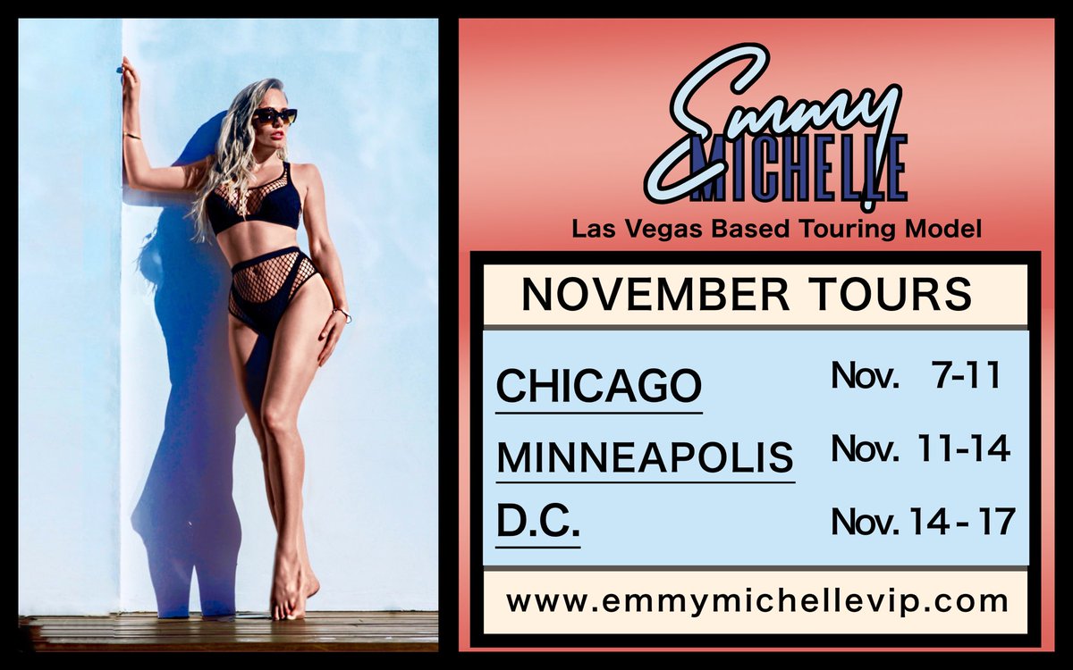 EmmyMichelleVIP's tweet image. ✈️Tour updates✈️
  ~Las Vegas Based~
     Chicago - 11/7-11
Minneapolis- 11/11-14
        DC- 11/14-17

linktr.ee/emmymichelle