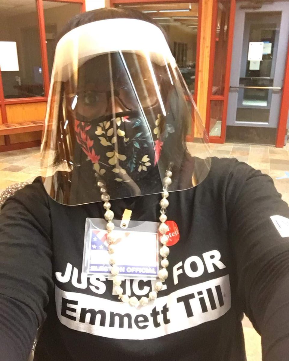 EmmettTill's tweet image. On duty! #ElectionJudge #JusticeForEmmettTill #JusticeForThemAll 
Hope you used your power at the polls and said their names! 
Thank you!
#EmmettTill Legacy Foundation