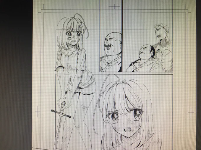 今月の原稿はこんな感じ〜(大きめ
ここからさらに加筆や修正、背景描いてトーン貼ってセリフいれて、、、などの作業をへて完成します。おたのしみに! 