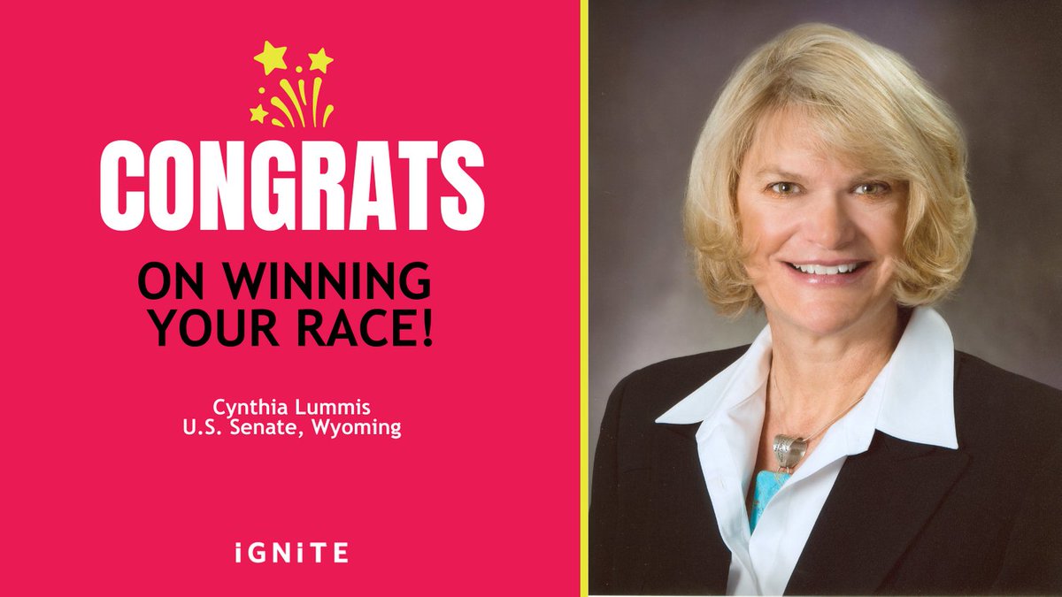 IGNITE_National's tweet photo. Congrats to Cynthia Lummis
@CynthiaMLummis for winning her race for U.S. Senate from Wyoming. #Election2020 #WYelection Lummis is the first woman to serve in the U.S. Senate from Wyoming. https://t.co/LJ4Wavf1rC