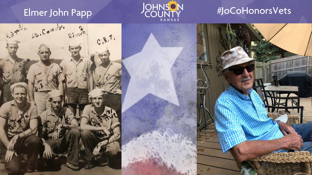 Meet Elmer John Papp who resides in  @CityofShawneeKS. He is a World War II veteran who served in the  @USNavy. Visit his profile to learn about a highlight of an experience or memory from WWII:  https://www.jocogov.org/dept/county-managers-office/blog/elmer-john-papp  #JoCoHonorsVets 