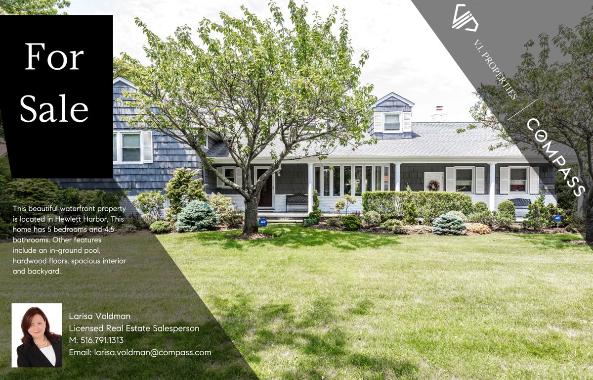 VIPropertiesNY's tweet image. Featured Listing! 1022 Channel Drive, Hewlett Harbor, NY 11557. CALL/TEXT: 516.791.1313

Enjoy the quality living at this beautiful waterfront property in upscale Hewlett Harbor. . This home features 5 Bedrooms, 3.5 baths
Agent: Larisa Voldman

#fivetowns #viproperties #hewlett
