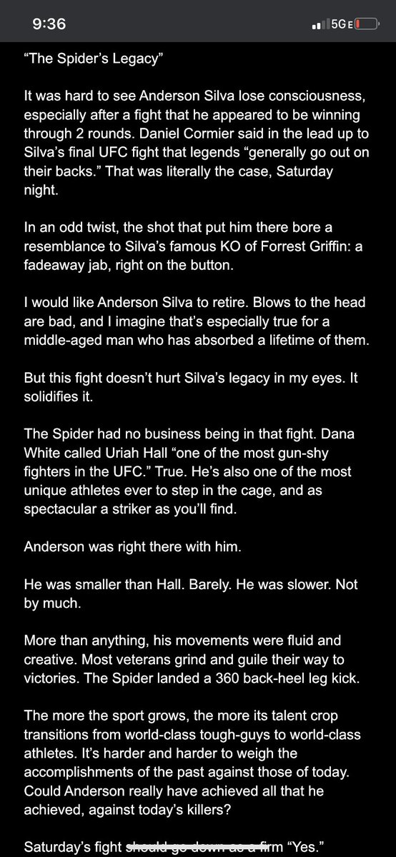 WeDoHaveFun's tweet image. “The Spider’s Legacy”

Full Article on Anderson Silva’s Final Fight in the UFC