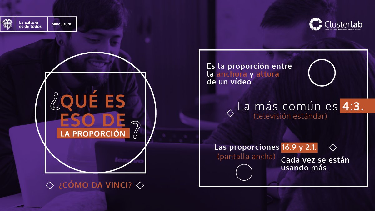 clusterlabco's tweet photo. #AprendeConClusterLab 
Hoy hablaremos de la proporción ¿Sabes a que se refieren las personas cuando mencionan 4:3, 16:9 y 1:1? Aprende hoy con #ClusterLab

#proyeccióndeimpacto #contenidodigital #edicióndevideo #IndustraCreativa #IndustriaCultural #economíanaranja https://t.co/1GTcH03dSq