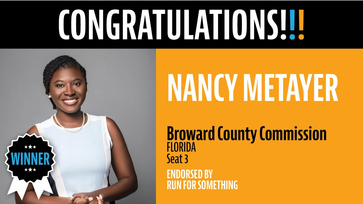 Environmental scientist and former member of the Broward County Soil and Water Conservation District,  @NancyMetayer, just won her race for Broward County Commissioner, Seat 3 in Florida!!