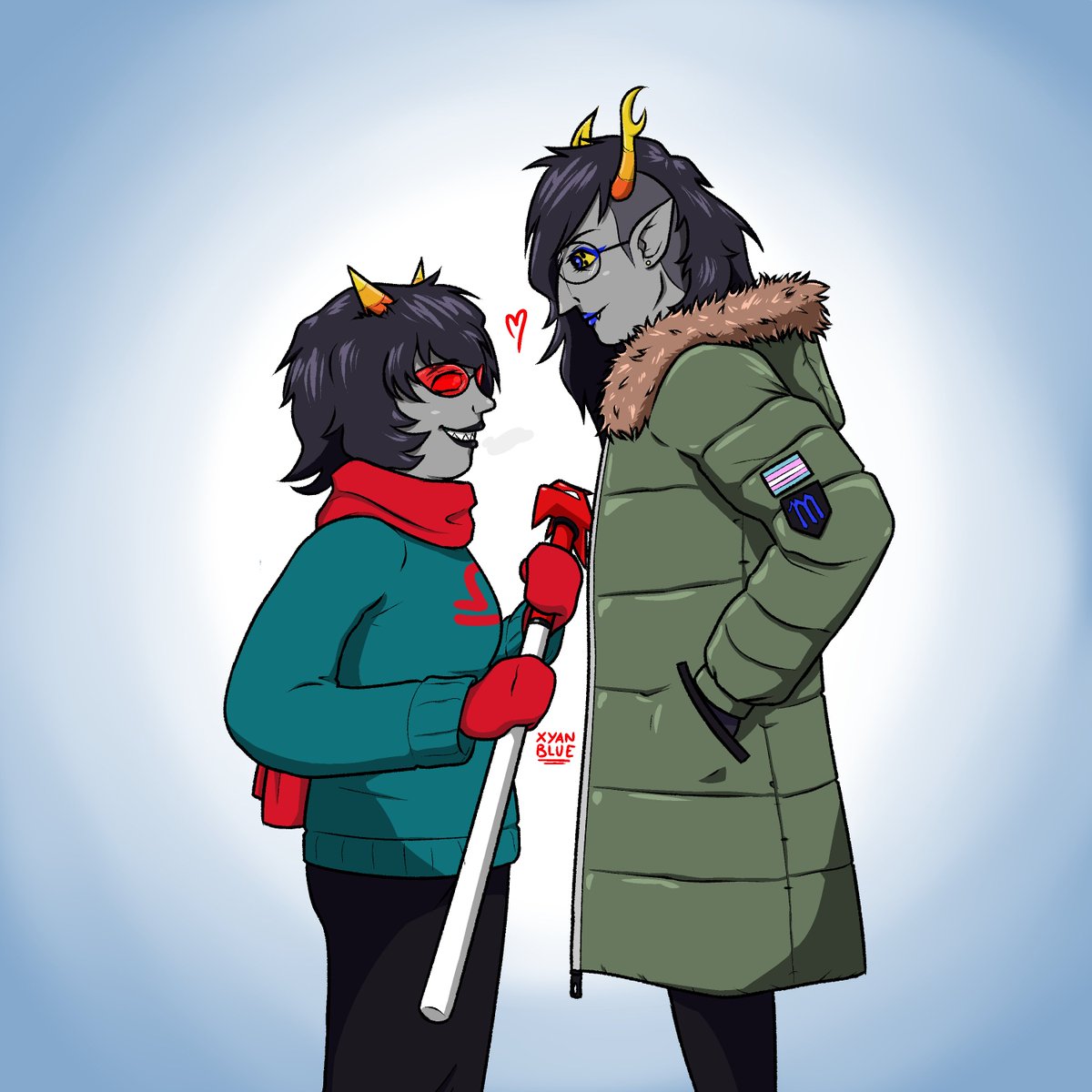 Xyan_Blue's tweet photo. soft winter Vrisrezi in these troubling times. #homestuck #terezipyrope #vriskaserket #vrisrezi https://t.co/xDKLd4xSgD