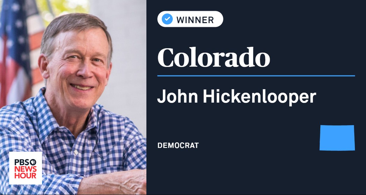 rmpbs's tweet image. Democrat John Hickenlooper has flipped the Senate seat held by GOP Sen. Cory Gardner.
This is a major win for Democrats as they look to take control of the Senate.
#COelection #Election2020