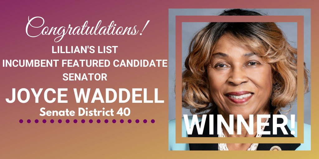 LilliansList's tweet photo. Congratulations, @WaddellSenate40! #FeaturedCandidate https://t.co/Du5n2nDb7b