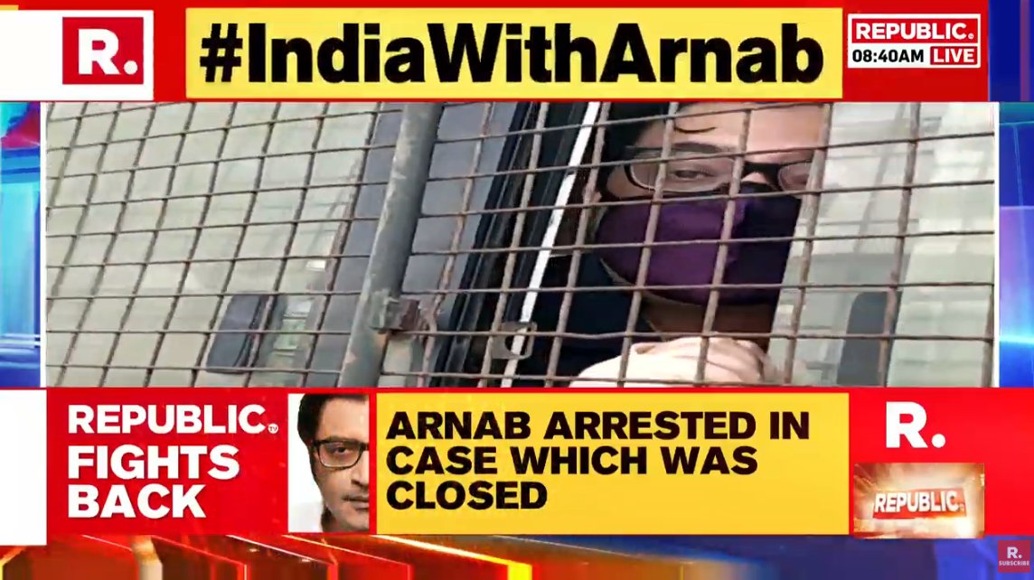 republic's tweet image. #IndiaWithArnab | SHOCKING on-camera physical assault on Arnab Goswami by police; Fire in your support! Tweet your videos, post them to the hashtag; Voice your backing for #ArnabGoswami #LIVE here - republicworld.com/livetv.html