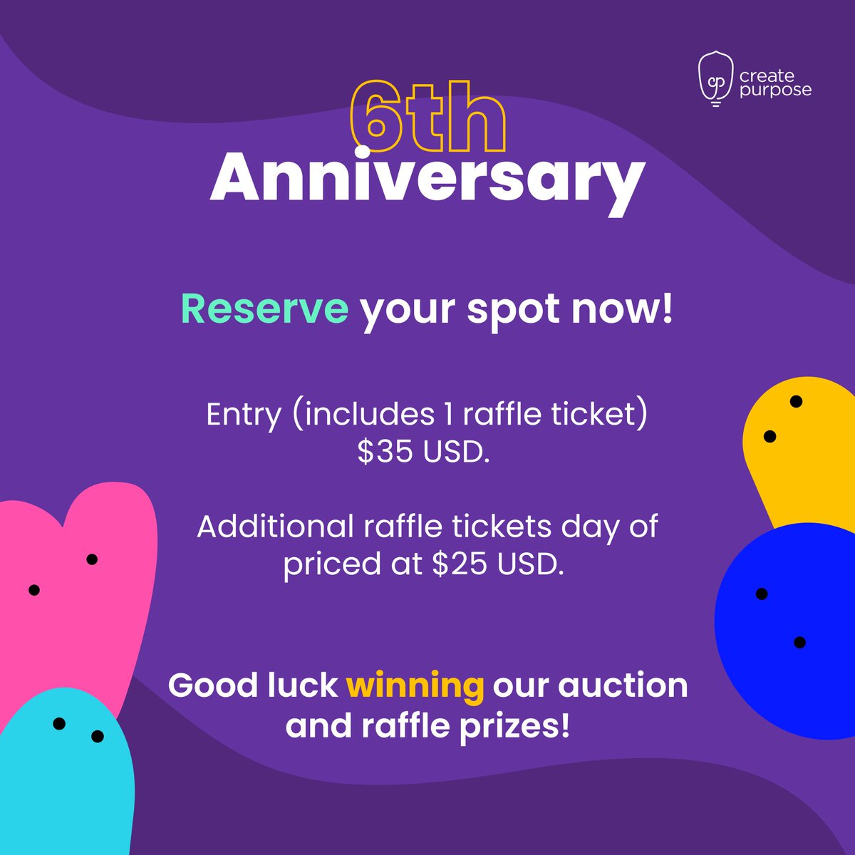 createpurposeww's tweet photo. Only 15 days left to join our first virtual event and celebrate our 6th Anniversary! ๐ฅณ
#CreatePurpose https://t.co/s8e3mvMYSN