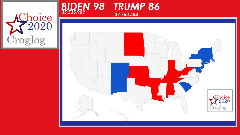 mychiller's tweet photo. The electoral map as of 10:28pmet

#Choice2020  #elections2020 https://t.co/a3vOlJthxl