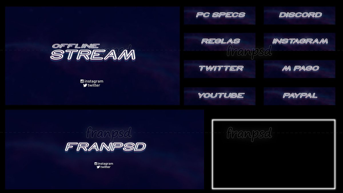 Franpsd1's tweet photo. ⭕Primer diseño a la venta
⭕Diseños personalizados por encargo al md
#desing #twitch #overlays #diseños #stream #streaming #coscuarmy #photoshop #draw #arte #fortnite #rocketleague  #lol #fifa #live https://t.co/jJsHx5m7t0