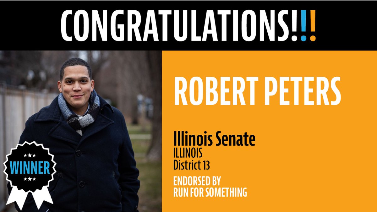 Political organizer and Chicago native  @RobertJPeters has just been elected to the Illinois State Senate in District 13!!