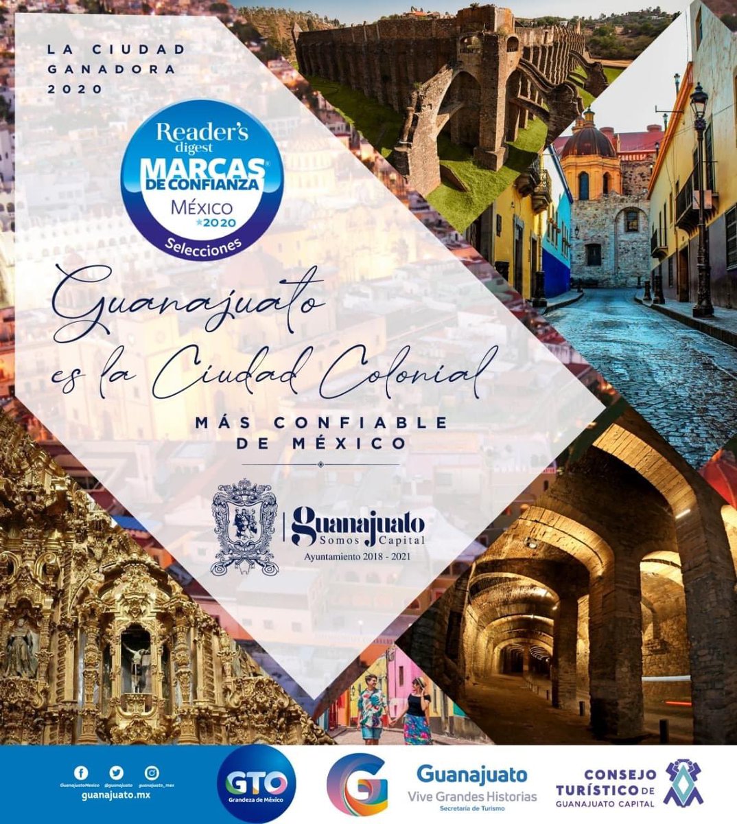 ANavarroMX's tweet photo. 🏅 Por segundo año #GuanajuatoCapital gana el premio Ciudad Colonial Más Confiable de México de @selecciones_mx. 

Los guanajuatenses vamos por el buen camino, sigamos así: chambeadores y listos para recibir a los visitantes con los brazos y con el corazón abiertos

#SomosCapital https://t.co/R7MI5IOxUW