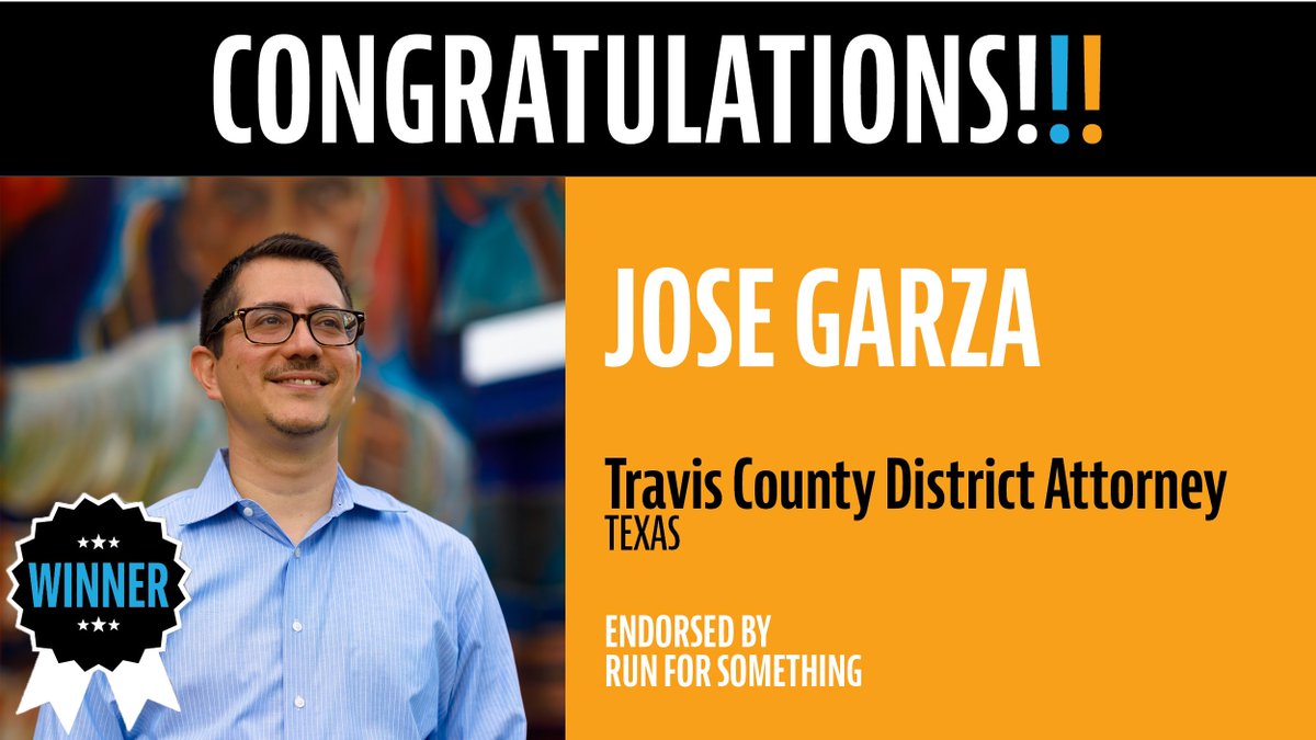 Another earth-shattering win:  @JosePGarza has just been elected Travis County District Attorney in Texas!!An immigration and social justice advocate, Jose's win will have major implications on the criminal justice system in TX for years to come.