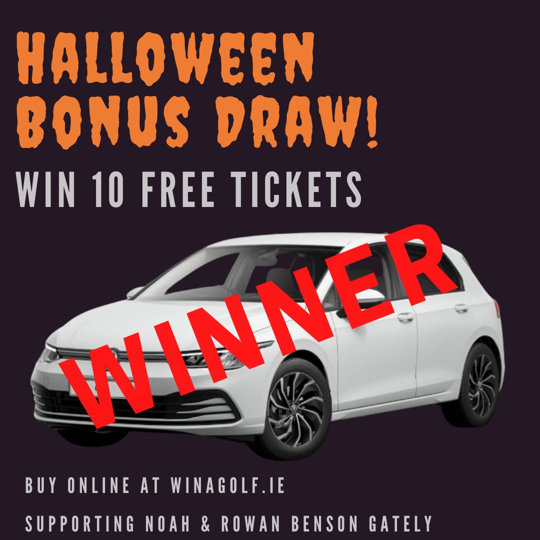 WinAGolf1's tweet photo. Congratulations to Terri O'Loughlin from Dublin who is the winner of our 10 free tickets in our Halloween Bonus Draw! If you'd like to be in with a chance to win a brand new VW Golf on the 2nd January 2021, buy your ticket today 👉🏼 https://t.co/YK3wBo4SVe https://t.co/EYCKH1Pmob