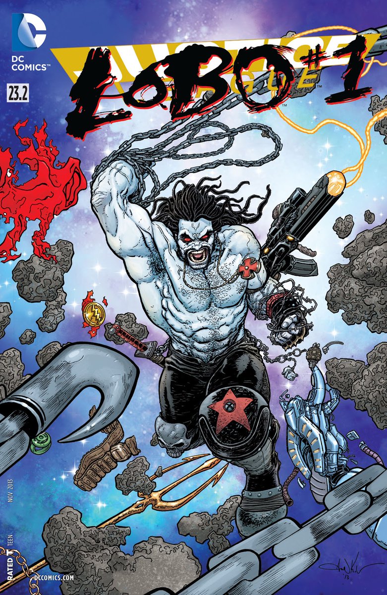 Lobo the main man was coming back he was going to show the DC universe what for, a chance to really parody all the stuff that happened in the years since the New 52 started, with this cover it looks like someone knew what Lobo people wanted to see.