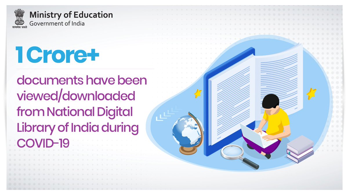 EduMinOfIndia's tweet photo. #eLearning in India is picking up with the changing times!
Did you know that during the #lockdown, 1 Crore+ documents were downloaded for education/learning purposes by teachers/students/learners of all ages and backgrounds.
#OnlineEducation https://t.co/hNDPnQWBX3