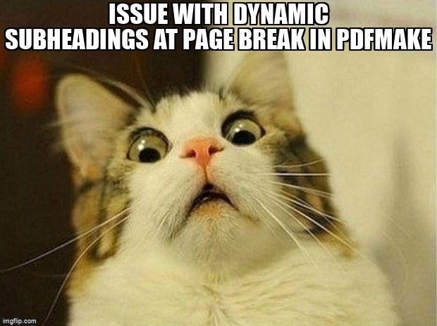 overflow_meme's tweet image. Issue with Dynamic Subheadings at Page Break in pdfmake stackoverflow.com/questions/6465… #arrays #angular #pdfmake #javascript