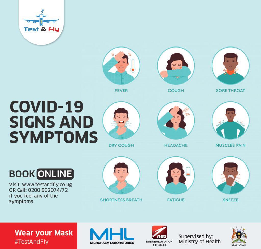 EddiePages's tweet image. As soon as you experience these signs and symptoms, it is better you visit accredited laboratory (@testandflyug) and  get tested for Covid19.
Check out their website testandfly.co.ug to book an appointment.
#TestAndFly