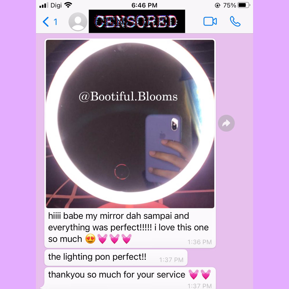 bootifulblooms's tweet photo. Tengok lah feedback customer sis ni, sejuk je hati sis baca dapat feedback macam ni. Ada lagi nak selit order? 😍♥️
#BootifulFEEDBACK https://t.co/xEtjicML2v